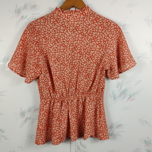 Monteau Orange Floral Print Blouse - Picture 7 of 10